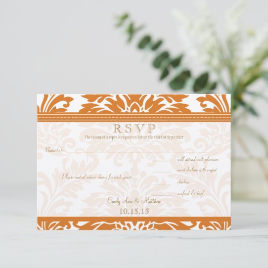 Snapdragon Coral & Ivy Mariage damassé RSVP (Debout devant)