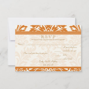 Snapdragon Coral & Ivy Mariage damassé RSVP