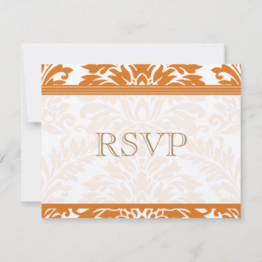 Snapdragon Coral & Ivy Mariage damassé RSVP (Dos)