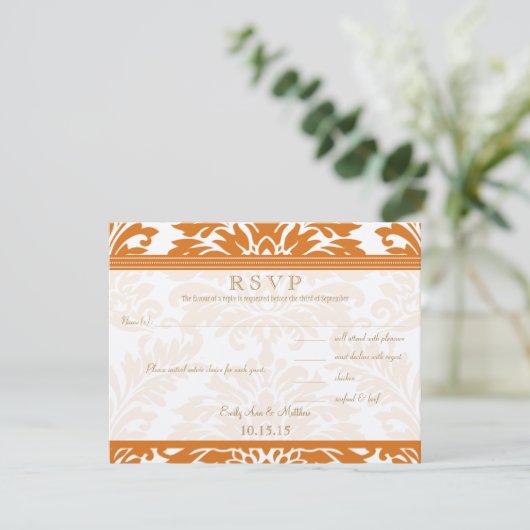 Snapdragon Coral & Ivy Mariage damassé RSVP (Debout devant)