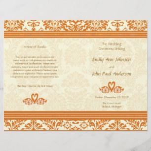 Snapdragon Coral Vintage Mariage damassé Programme
