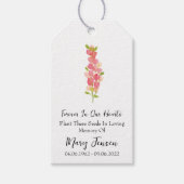 Snapdragon Seed Packet Memorial begrafenis Cadeaulabel (Voorkant)