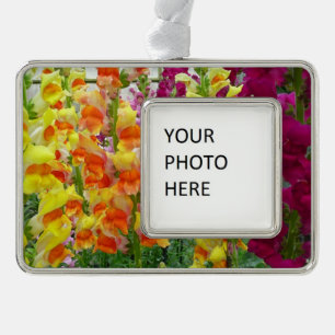 Snapdragons Colorful Floral Verzilverd Kader Ornament