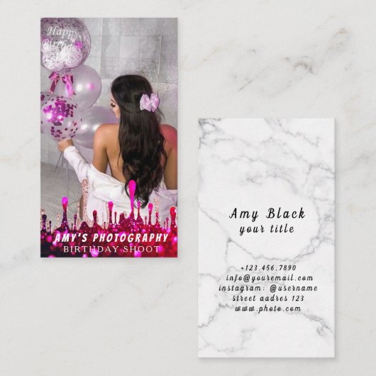 Snapping Special Moments Verjaardagsfotograaf Visitekaartje (Voorkant / Achterkant)