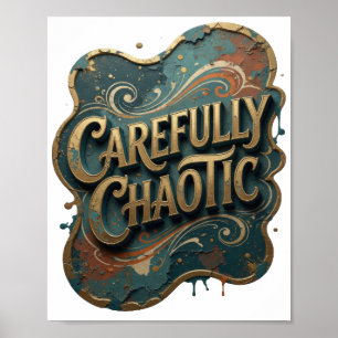 Snappy Gold ZORGvuldig CHAOTISCHE 3D-tekst kunst v Poster