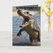 Snappy Jaws : Crocodile Leaping Carte Anniversaire (Fleur jaune)