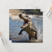 Snappy Jaws : Crocodile Leaping Carte Anniversaire (Devant/Arrière en situation)