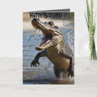 Snappy Jaws: Krokodil Leaping Verjaardag Kaart