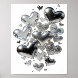 Snappy Silver HARTEN VAN GLAS 3D-tekstkunst Poster