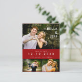 Snapshots Huwelijk in het Rood Save the Date Kaart (Staand voorkant)