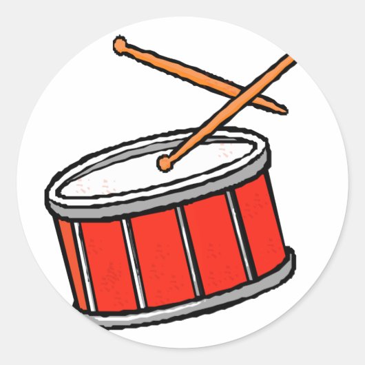 Snare Drum Red Ronde Sticker (Voorkant)