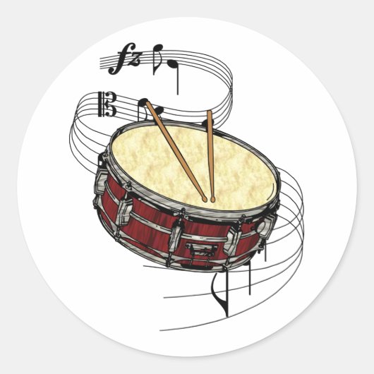 Snare Drum Ronde Sticker (Voorkant)
