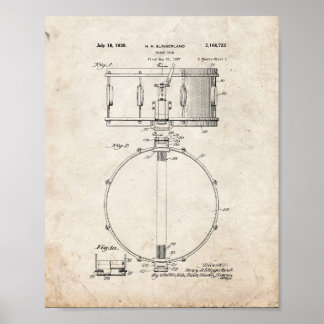 Snare drumpatent - Oude look Poster