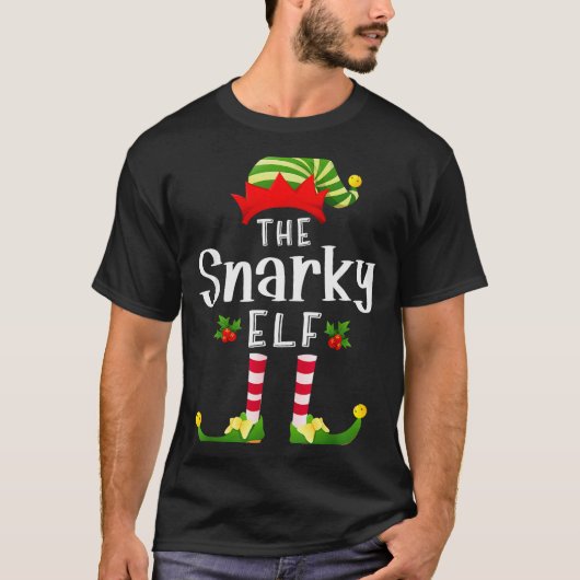 Snarky Christmas Elf Matching Pajama X-mas Party T-shirt (Voorkant)