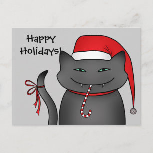 Snarky funny Christmas cat gray Feestdagenkaart