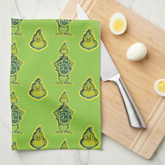 Snarky Grinch | Grappig dat ik alleen met mijn hon Theedoek (Quarter Fold)