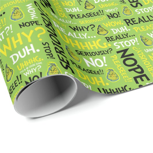 Snarky Grinch | Grinch Snarky Phrase Pattern Cadeaupapier (Rol Hoek)