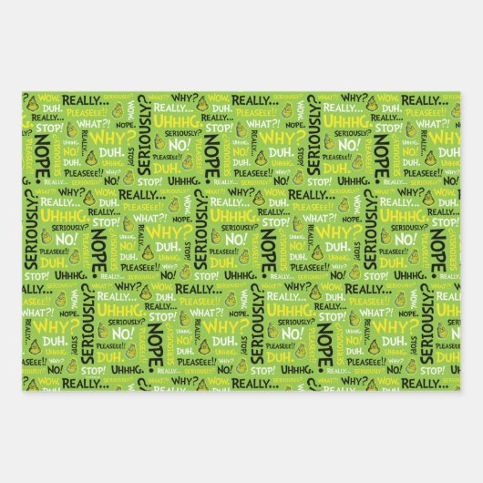 Snarky Grinch | Grinch Snarky Phrase Pattern Inpakpapier Vel (Voorkant 2)