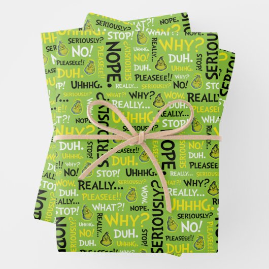 Snarky Grinch | Grinch Snarky Phrase Pattern Inpakpapier Vel (In situ)