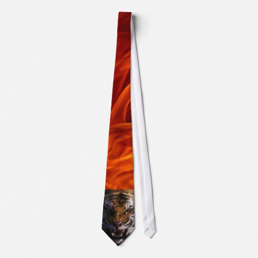 Snarling Bengalen Tijger & Fire Fine Art Wildlife Stropdas (Voorkant)
