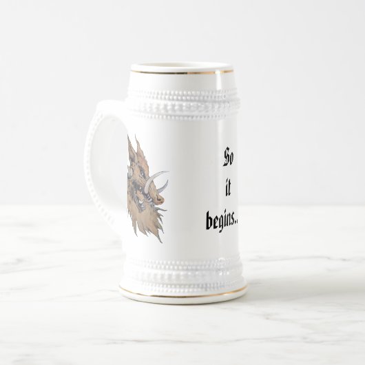 Snarling Graeko Beer Stein Bierpul (Voorkant links)