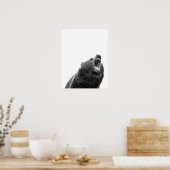 Snarling Grizzly Beer Black White modern Poster (Keuken)