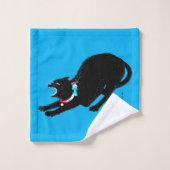 Snarling sissen zwart japans kat bad handdoek (Wasdoekje)