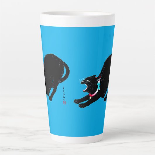 Snarling sissen zwart japans kat latte mok (Voorkant)