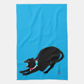 Snarling sissen zwart japans kat theedoek (Verticaal)