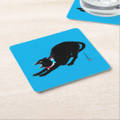 Snarling sissen zwart japans kat vierkante kartonnen onderzetter (Schuin)