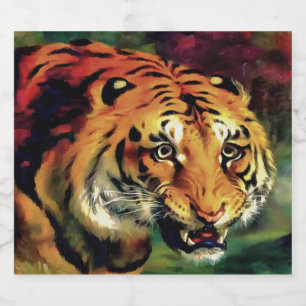 Snarling Tiger Artistic Portret Bier Etiket