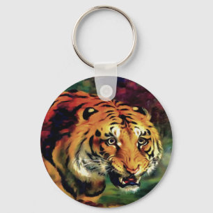 Snarling Tiger Artistic Portret Sleutelhanger