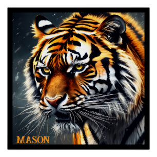 Snarling Tiger Gepersonaliseerde naam Perfect Poster