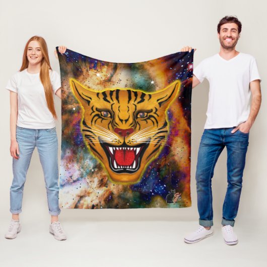 Snarling Tiger Nebula Fleece Blanket Deken (In situ)