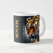 Snarling Tiger Personaliseer Naam Gift Koffie Extra Grote Beker (Voorkant rechts)