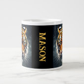 Snarling Tiger Personaliseer Naam Gift Koffie Extra Grote Beker (Voorkant)