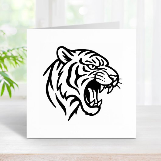 Snarling Tiger Profile Rubberstempel