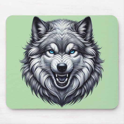 Snarling Wolf hoofd Muismat (Voorkant)