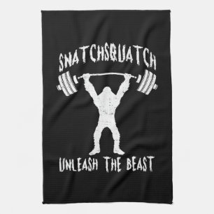 Snatchsquatch, Cartoon Big Foot, Beast, Funny Gym Theedoek