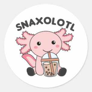 Snaxolotl Axolotl Bubble Tea Lovers Sweet Animals Ronde Sticker