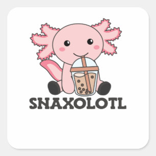 Snaxolotl Axolotl Bubble Tea Lovers Sweet Animals Vierkante Sticker