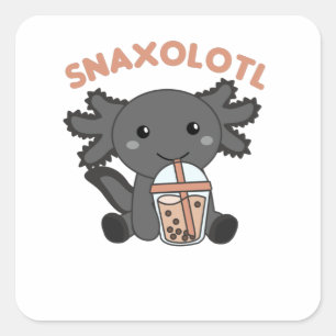Snaxolotl Axolotl Bubble Tea Lovers Sweet Animals Vierkante Sticker