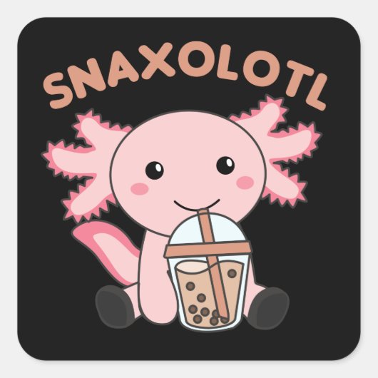 Snaxolotl Axolotl Bubble Tea Lovers Sweet Animals Vierkante Sticker (Voorkant)