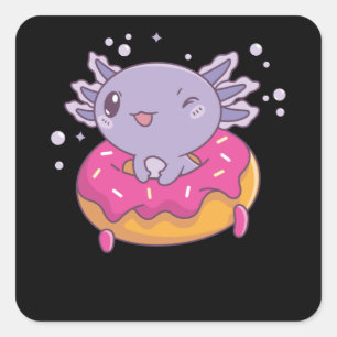 Snaxolotl Axolotl Donut Lovers Zoete dieren Vierkante Sticker