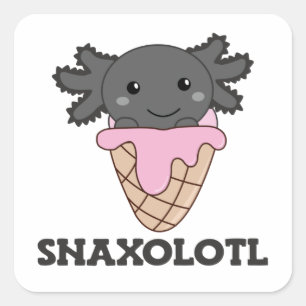 Snaxolotl Axolotl Strawberry Ice Lovers Sweet Squa Vierkante Sticker