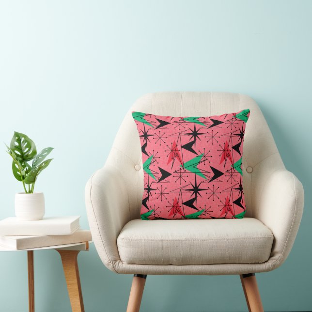 Snazzy Atomic Arrows en Starbursts Aqua Oranje Kussen (Stoel)