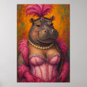 Snazzy Femme Hippo Portrait Mardi Gras Poster (Devant)