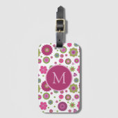 Snazzy Flower Pattern Monogram Bagagelabel (Voorkant (verticaal))