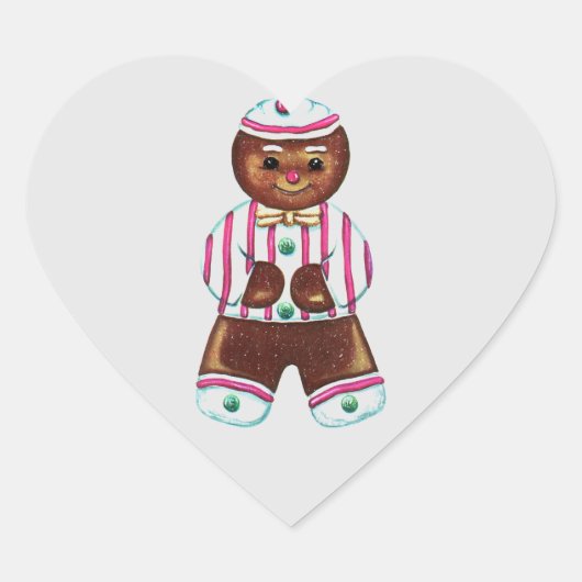 Snazzy Gingerbread Man Hart Sticker (Voorkant)