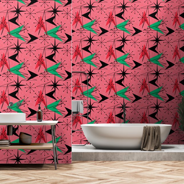 Snazzy Sinaasappel Aqua Black Atomic Arrows Starbu Behang (Badkamer)